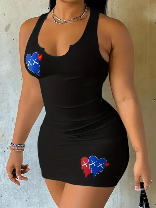 Broken Hearts Graphic Mini Dress