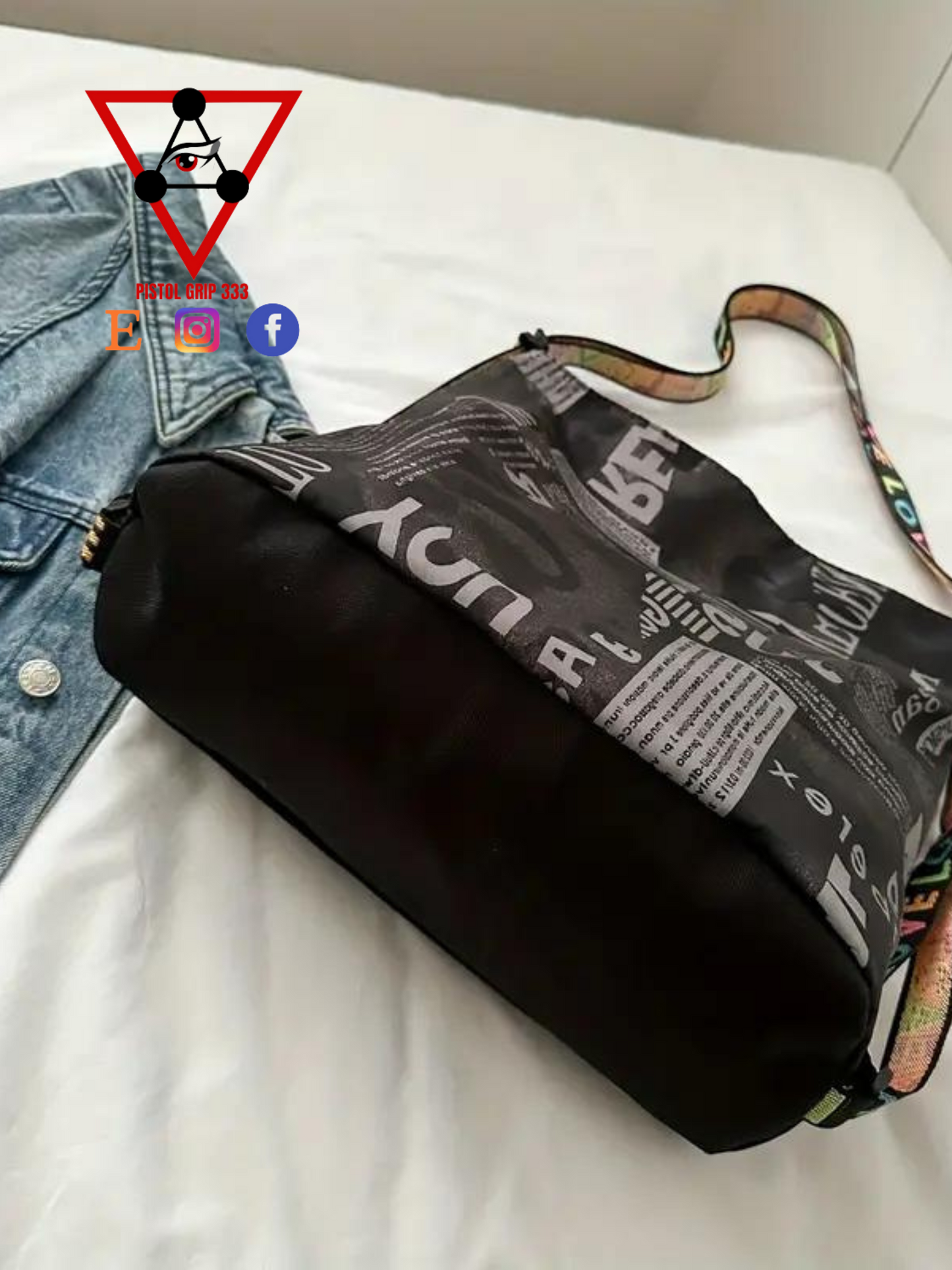Urban Print Shoulder Tote – Gray