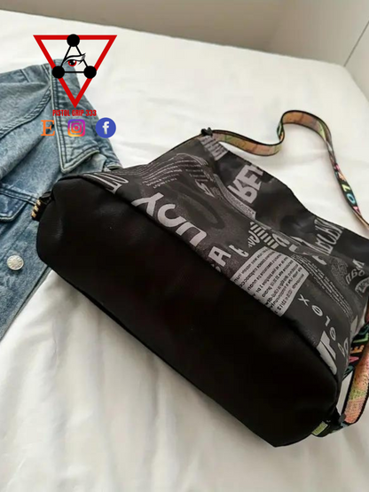 Urban Print Shoulder Tote – Gray