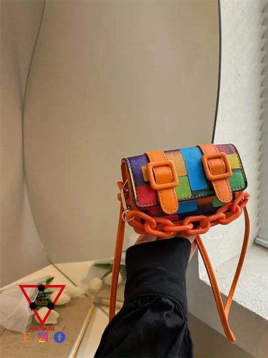 Rainbow Chain Mini Crossbody Bag – Orange