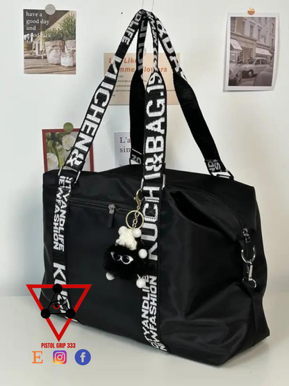 Large Fashion Weekender Duffel – Black