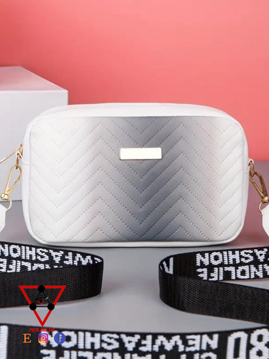 Chevron Crossbody Bag – White