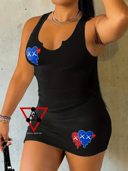 Broken Hearts Graphic Mini Dress