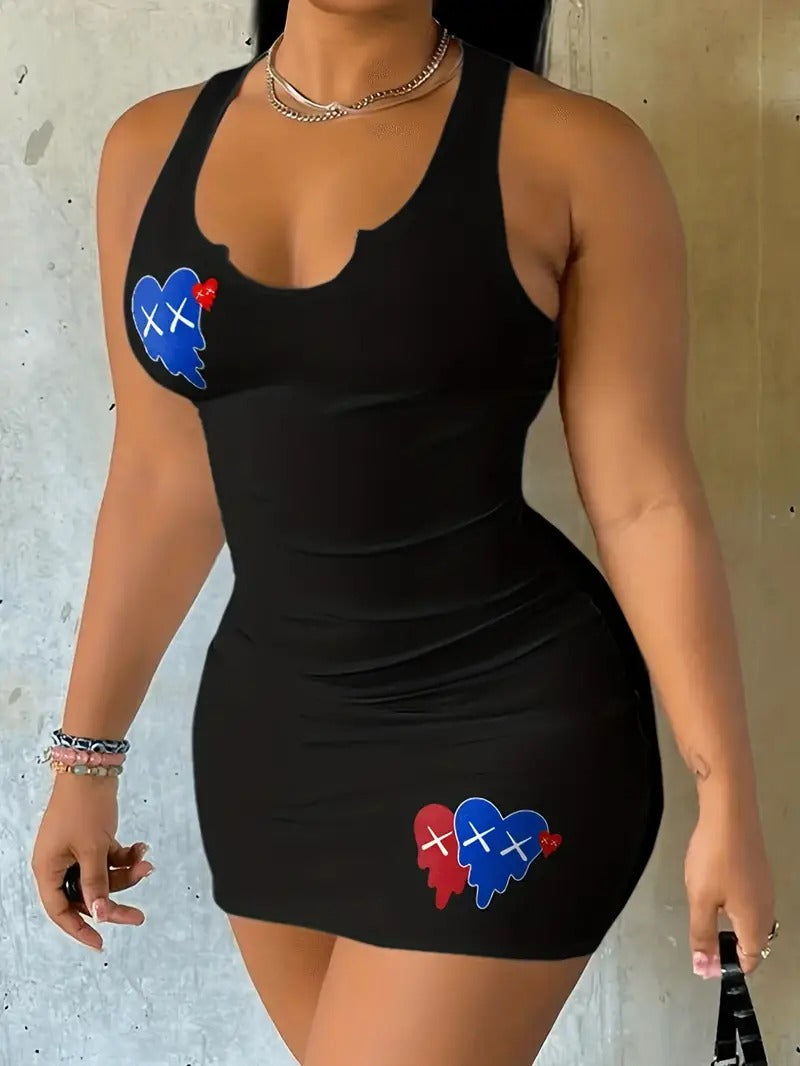 Broken Hearts Graphic Mini Dress