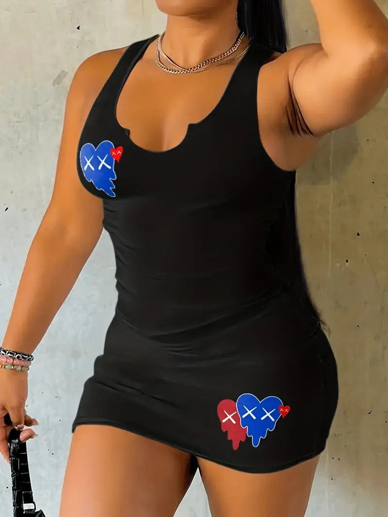 Broken Hearts Graphic Mini Dress